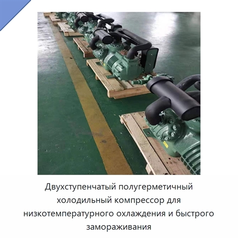 Двухступенчатый полугерметичный холодильный компрессор для низкотемпературного охлаждения и быстрого замораживания