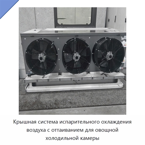 Крышная система испарительного охлаждения воздуха с оттаиванием для овощной холодильной камеры