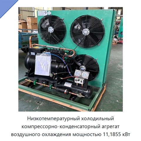 Низкотемпературный холодильный компрессорно-конденсаторный агрегат воздушного охлаждения мощностью 11,1855 кВт