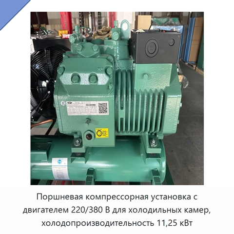 Поршневая компрессорная установка с двигателем 220/380 В для холодильных камер, холодопроизводительность 11,25 кВт