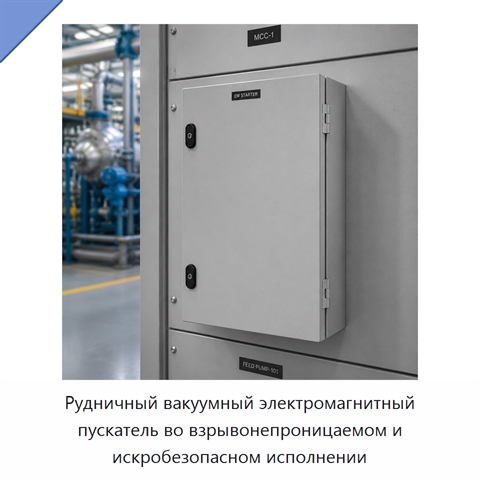Рудничный вакуумный электромагнитный пускатель во взрывонепроницаемом и искробезопасном исполнении
