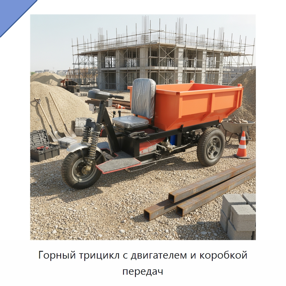 Горный трицикл с двигателем и коробкой передач — Горнодобывающее оборудование