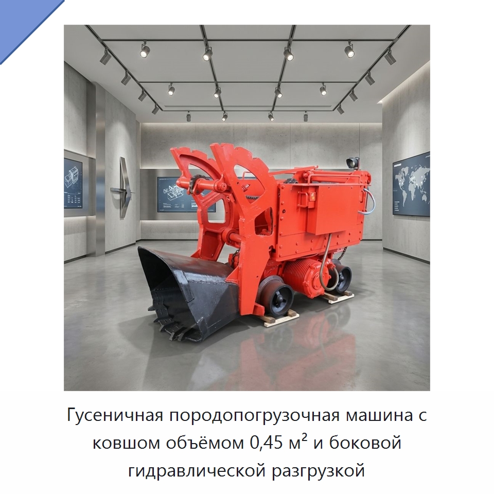Гусеничная породопогрузочная машина с ковшом объёмом 0,45 м² и боковой гидравлической разгрузкой — Горнодобывающее оборудование