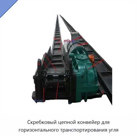 Скребковый цепной конвейер для горизонтального транспортирования угля