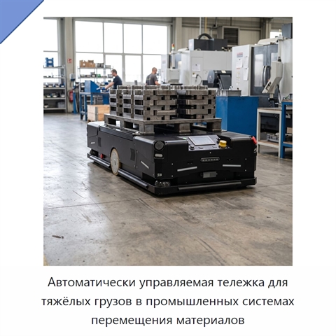 Автоматически управляемая тележка для тяжёлых грузов в промышленных системах перемещения материалов