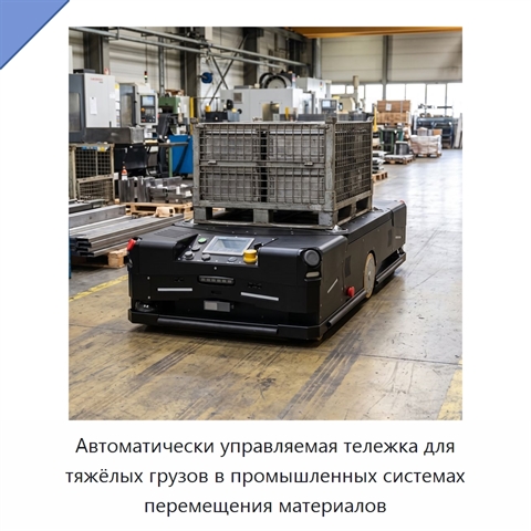 Автоматически управляемая тележка для тяжёлых грузов в промышленных системах перемещения материалов