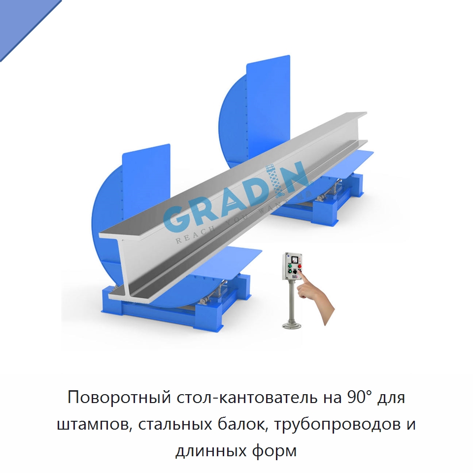Поворотный стол-кантователь на 90° для штампов, стальных балок, трубопроводов и длинных форм — Электротали