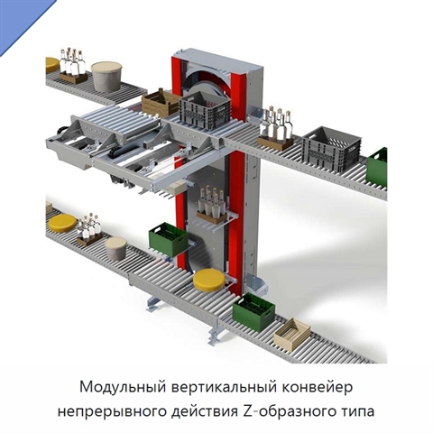 Модульный вертикальный конвейер непрерывного действия Z-образного типа