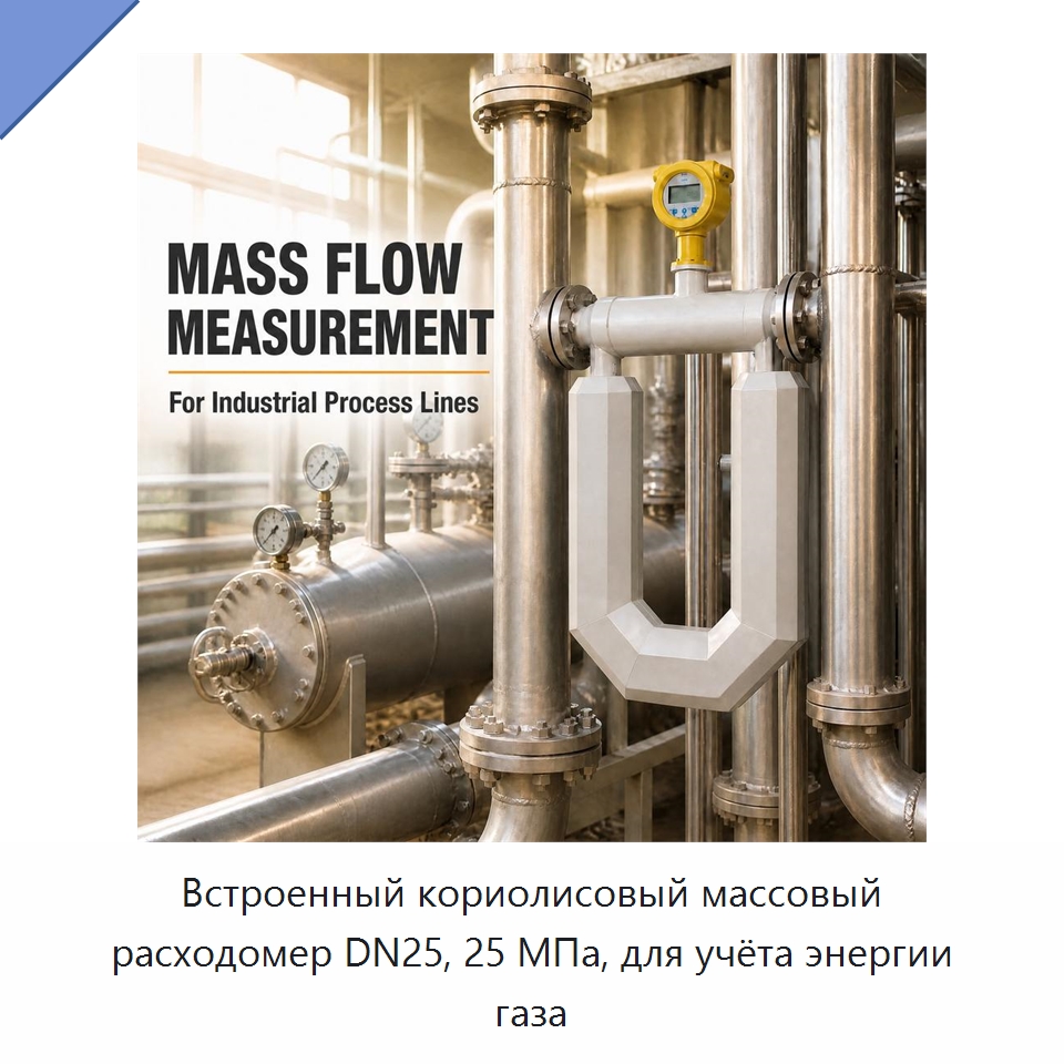 Встроенный кориолисовый массовый расходомер DN25, 25 МПа, для учёта энергии газа — Расходомеры
