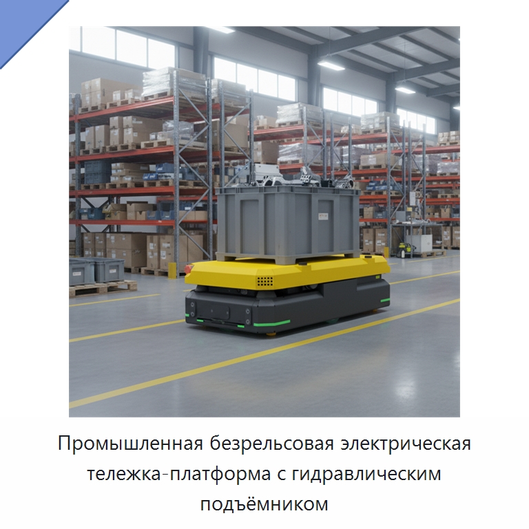 Промышленная безрельсовая электрическая тележка-платформа с гидравлическим подъёмником — Подъемные столы