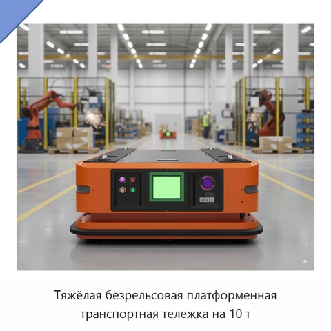 Тяжёлая безрельсовая платформенная транспортная тележка на 10 т