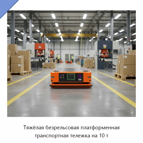 Тяжёлая безрельсовая платформенная транспортная тележка на 10 т