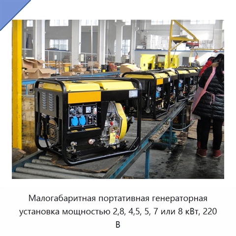 Малогабаритная портативная генераторная установка мощностью 2,8, 4,5, 5, 7 или 8 кВт, 220 В