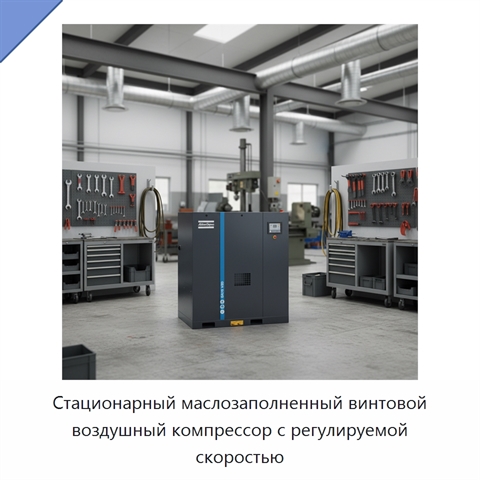 Стационарный маслозаполненный винтовой воздушный компрессор с регулируемой скоростью