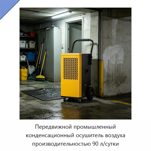 Передвижной промышленный конденсационный осушитель воздуха производительностью 90 л/сутки