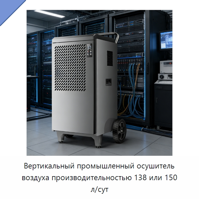 Вертикальный промышленный осушитель воздуха производительностью 138 или 150 л/сут