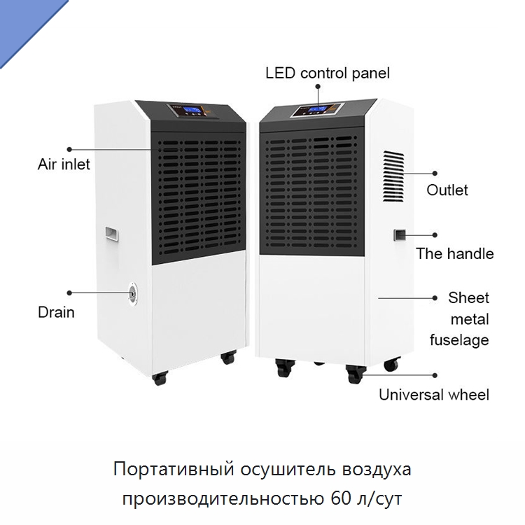 Портативный осушитель воздуха производительностью 60 л/сут
