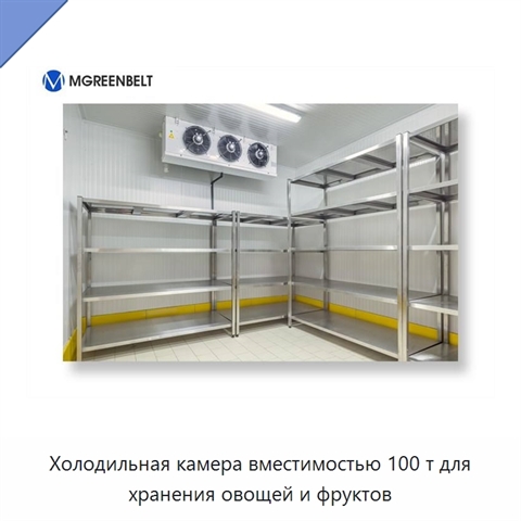 Холодильная камера вместимостью 100 т для хранения овощей и фруктов