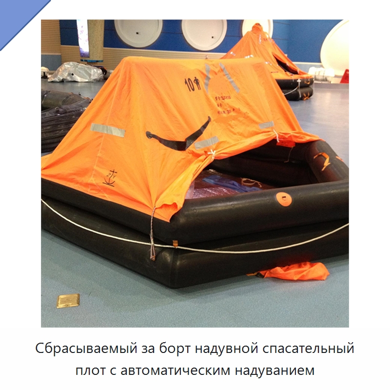 Сбрасываемый за борт надувной спасательный плот с автоматическим надуванием