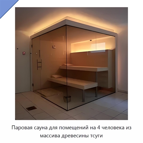Паровая сауна для помещений на 4 человека из массива древесины тсуги