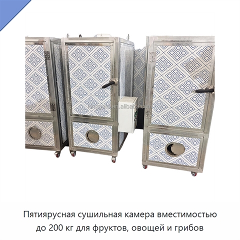 Пятиярусная сушильная камера вместимостью до 200 кг для фруктов, овощей и грибов