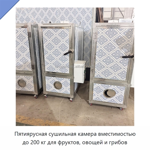 Пятиярусная сушильная камера вместимостью до 200 кг для фруктов, овощей и грибов