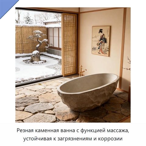Резная каменная ванна с функцией массажа, устойчивая к загрязнениям и коррозии