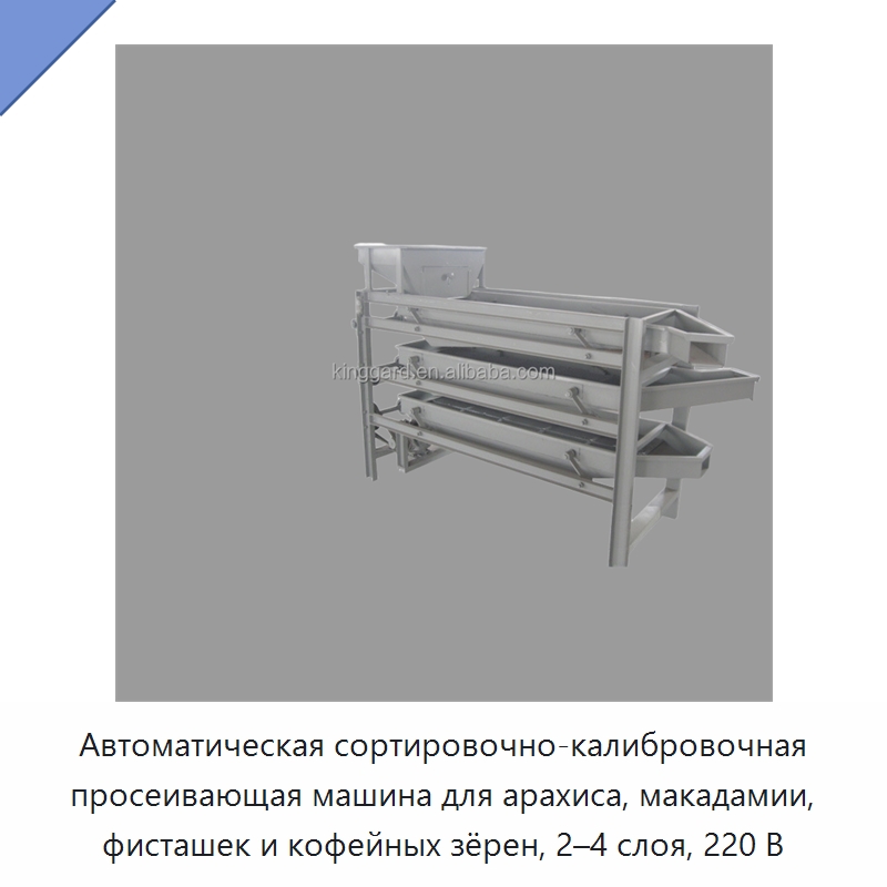 Автоматическая сортировочно-калибровочная просеивающая машина для арахиса, макадамии, фисташек и кофейных зёрен, 2–4 слоя, 220 В