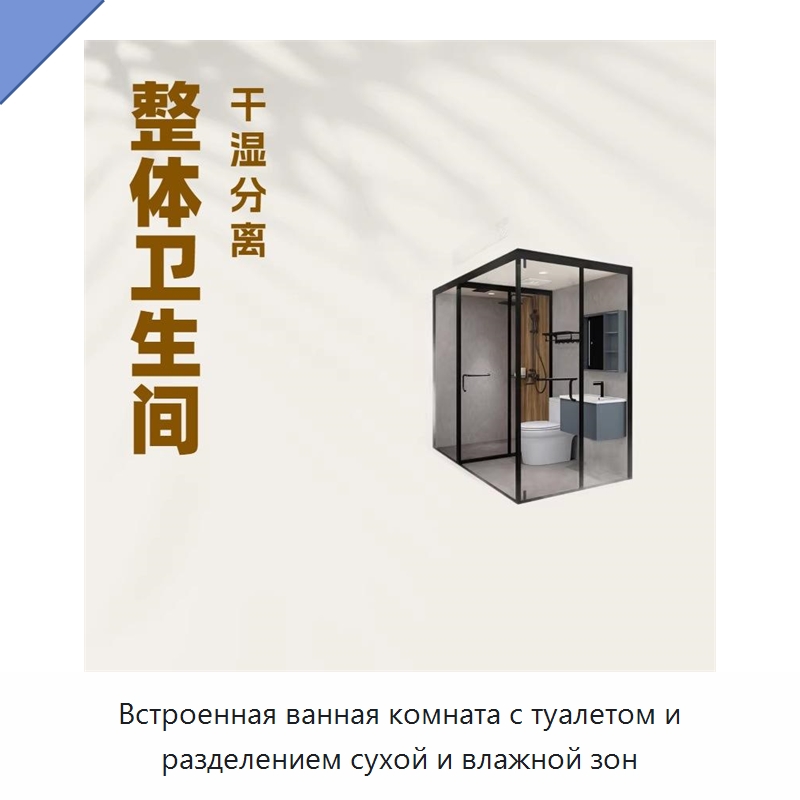 Встроенная ванная комната с туалетом и разделением сухой и влажной зон