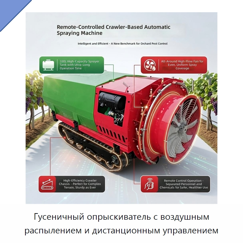 Гусеничный опрыскиватель с воздушным распылением и дистанционным управлением