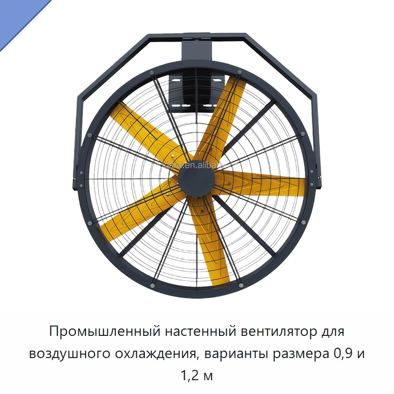 Промышленный настенный вентилятор для воздушного охлаждения, варианты размера 0,9 и 1,2 м — Вентиляционные вентиляторы