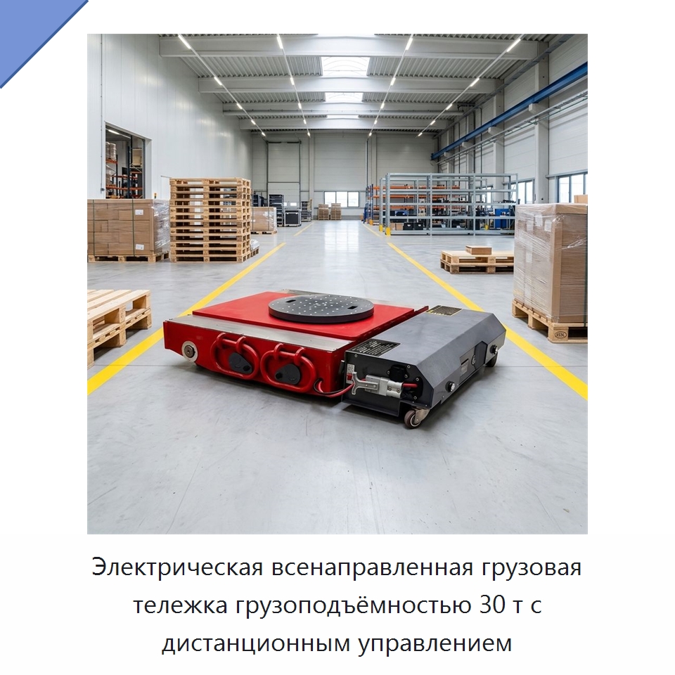 Электрическая всенаправленная грузовая тележка грузоподъёмностью 30 т с дистанционным управлением
