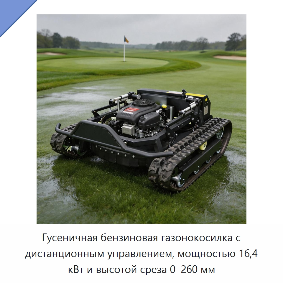 Гусеничная бензиновая газонокосилка с дистанционным управлением, мощностью 16,4 кВт и высотой среза 0–260 мм — Газонокосилки