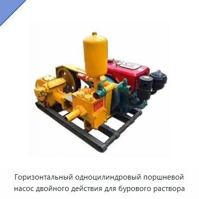 Горизонтальный одноцилиндровый поршневой насос двойного действия для бурового раствора