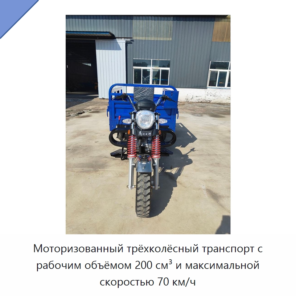 Моторизованный трёхколёсный транспорт с рабочим объёмом 200 см³ и максимальной скоростью 70 км/ч