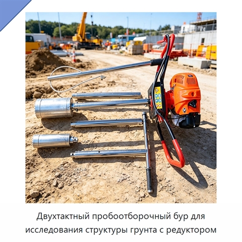 Двухтактный пробоотборочный бур для исследования структуры грунта с редуктором